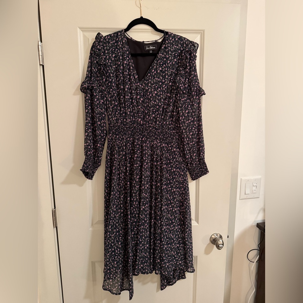 Sam Edelman Navy Floral Long Sleeve Dress
